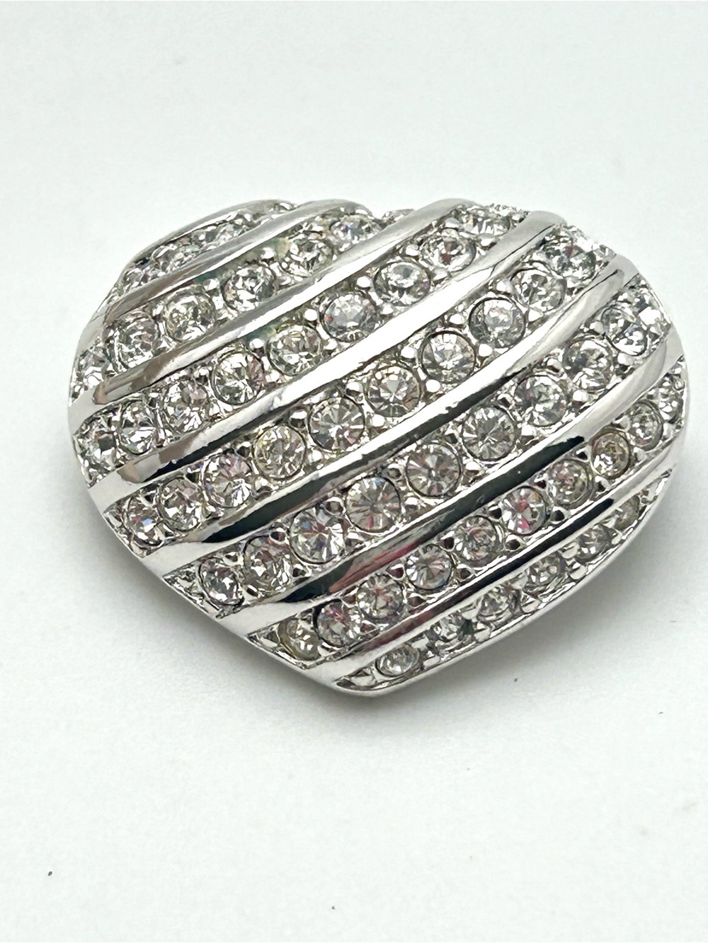 Swarovski Crystal Silver Heart Brooch